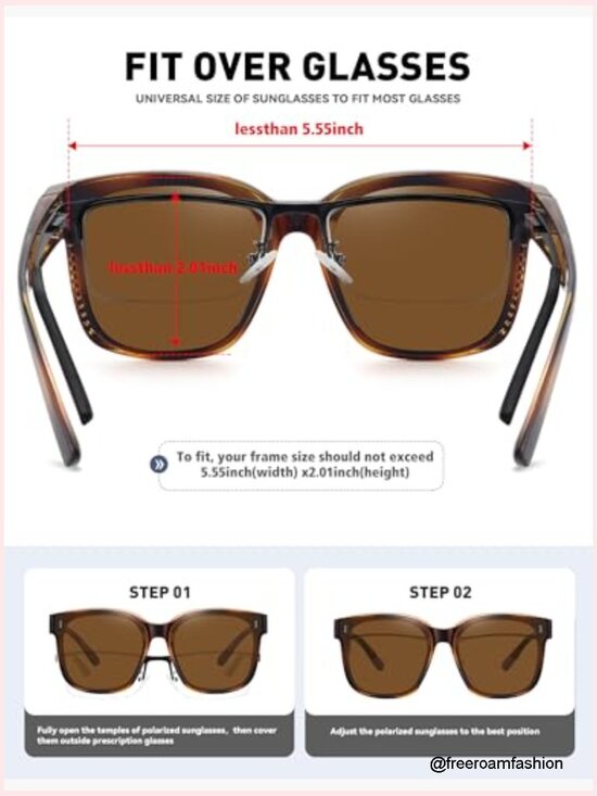 Fit Over Glasses Sunglasses Women Trendy Square Polarized Oversized UV